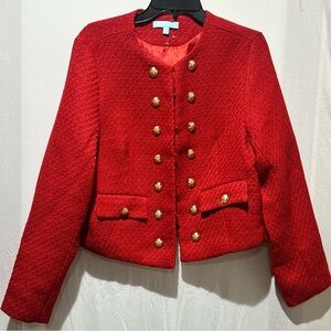 Fresh Twist Women's Red Elegant Tweed Long Sleeve Blazer - Size L